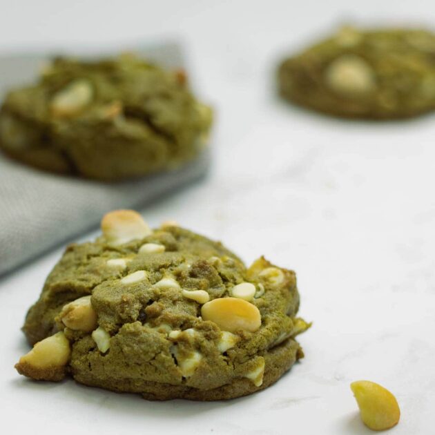 Matcha Cookies with White Chocolate and Macadamia Nuts