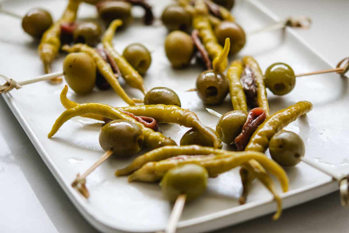 Gilda Appetizer (a salty, sultry, spicy skewer) Gilda Appetizer (a salty, sultry, spicy skewer)
